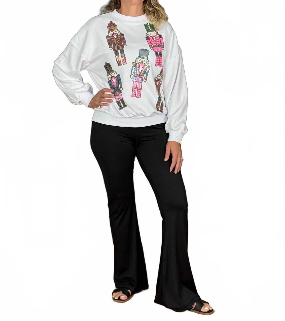 NEW SIMPLY SOUTHERN nutcracker sweatshirt in white